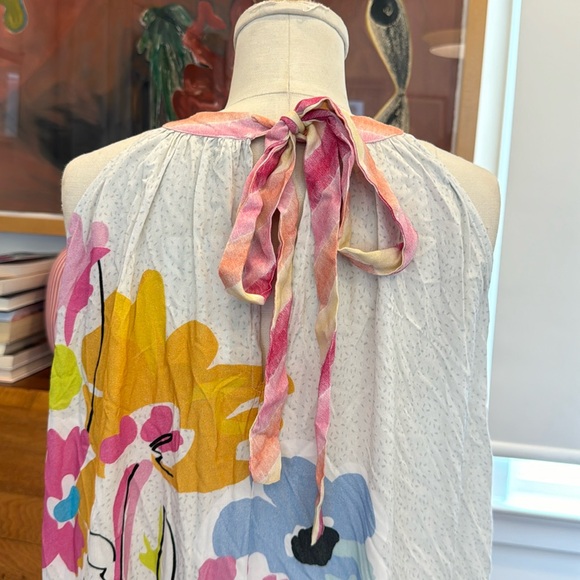 blink Floral Print Halter Dress With Striped Hemline - Picture 6 of 6